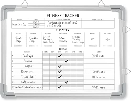 Lincia 16 x 12 Inch Fitness Tracker Whiteboard Workout Calendar