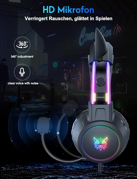 Cat Ear Gaming Headphones with Detachable Ears, RGB, 7.1 Surround Sound – Over-Ear Headphones with Microphone, Lightweight & Comfortable for Kids/Adults, Compatible with PC, PS4/PS5, Xbox One Series - 4