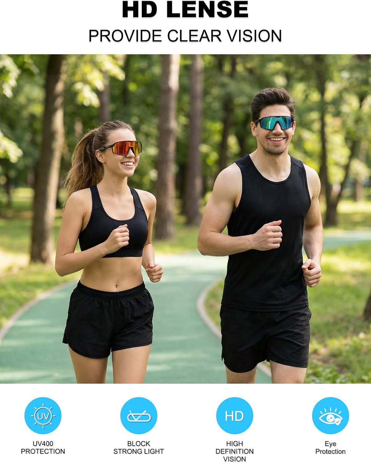 OULAIQI Lightweight Sports Sunglasses for Men & Women, UV400 Cycling Sunglasses for Baseball Running Cycling Outdoor Sports - Image 7