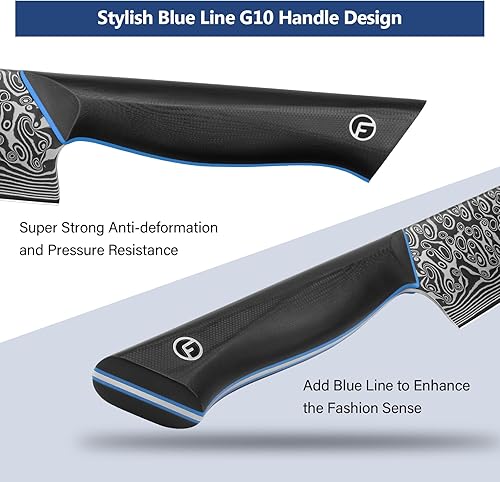 Miniatura 3 de Juego de cuchillos de cocina de 3 piezas, juego de cuchillos de chef ultra afilados forjados de acero japonés de Damasco de 67 capas, juego de