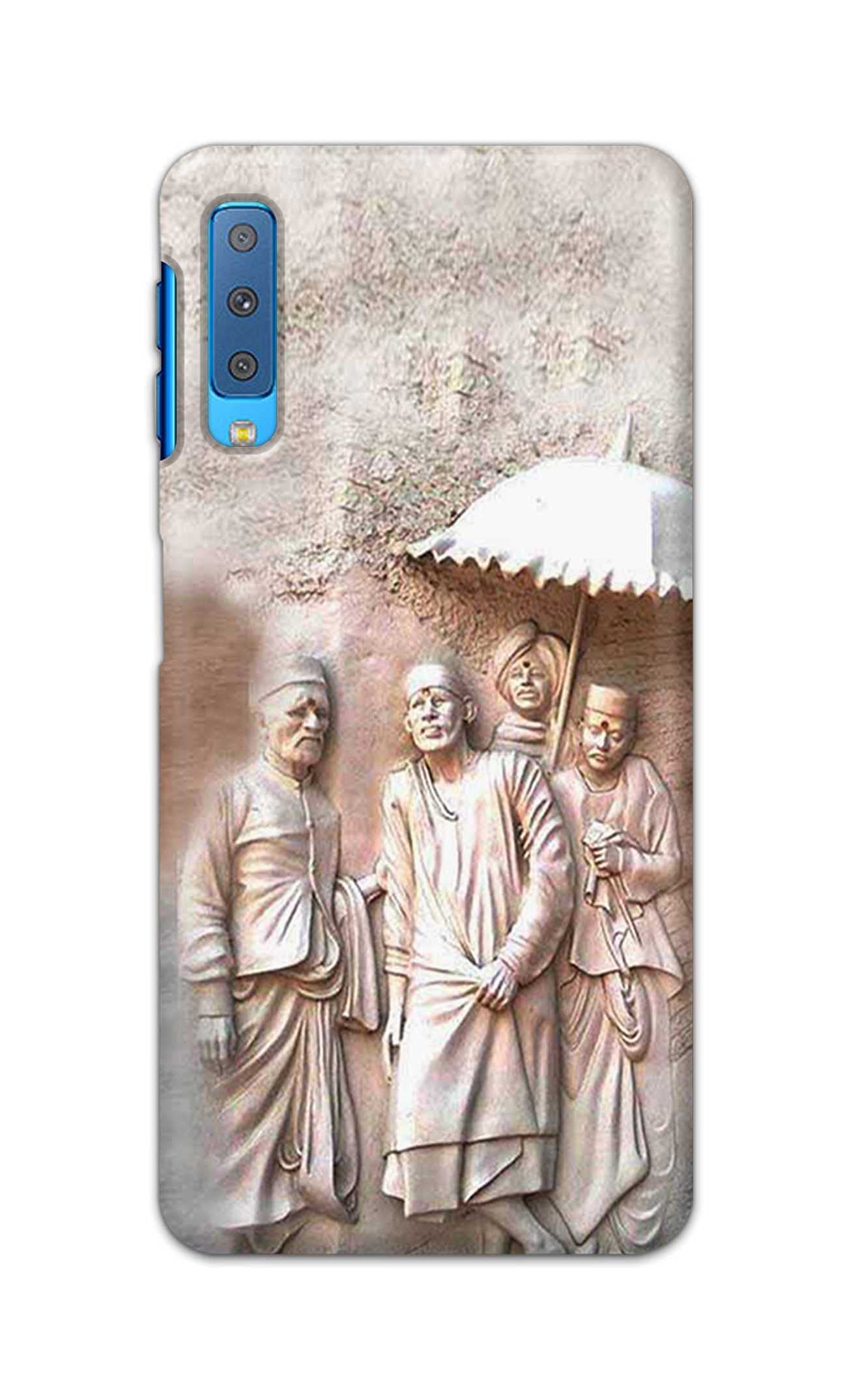 NalamiCases Stone Sai Baba Silver Background Printed Designer Hard Back Case Cover for Samsung Galaxy A7 (2018), SM-A750F/DS, SM-A750G, SM-A750FN/DS -(FT) DNL2009