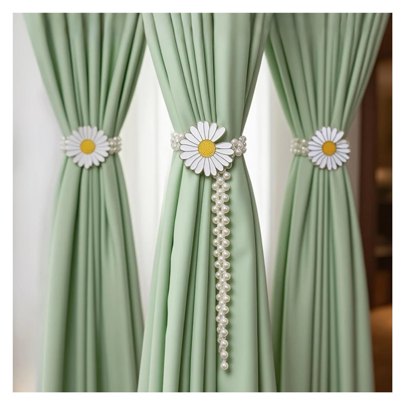 Embrasse pour Rideaux Embrasses de Rideaux fenêtre Salon en Perles, Bandes élastiques réglables for Chambre à Coucher, Bureau, décoration d'intérieur(3pcs)