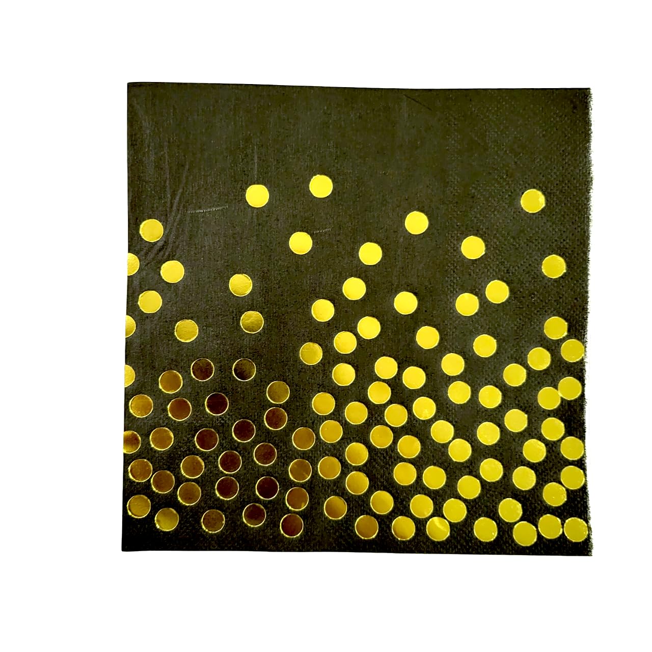 Overstock Black With Golden Polka Dots 2Ply Paper Napkins for Cocktails, Brirthdays and Christmas parties | Pack of 50