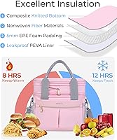 Vista 5 de Lunch Box for Women Double Deck Insulated Lunch Bag Women Expandable Leakproof Reusable Lunch Cooler Bag for Work, Office, Picnic, Purple