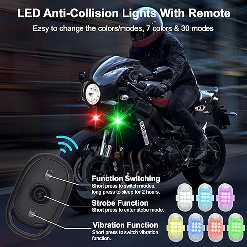 Miniatura 2 de 4 luces LED estroboscópicas anticolisión con control remoto, 7 colores USB recargables intermitentes inalámbricas LED estroboscópicas para coche,