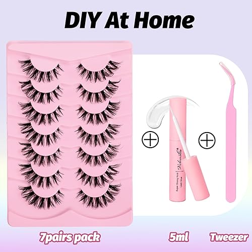 Miniatura 6 de Veleasha Kit de pestañas con pegamento y pinzas, pestañas de ojo de gato que parecen pestañas de extensión de pestañas, pestañas postizas de aspecto