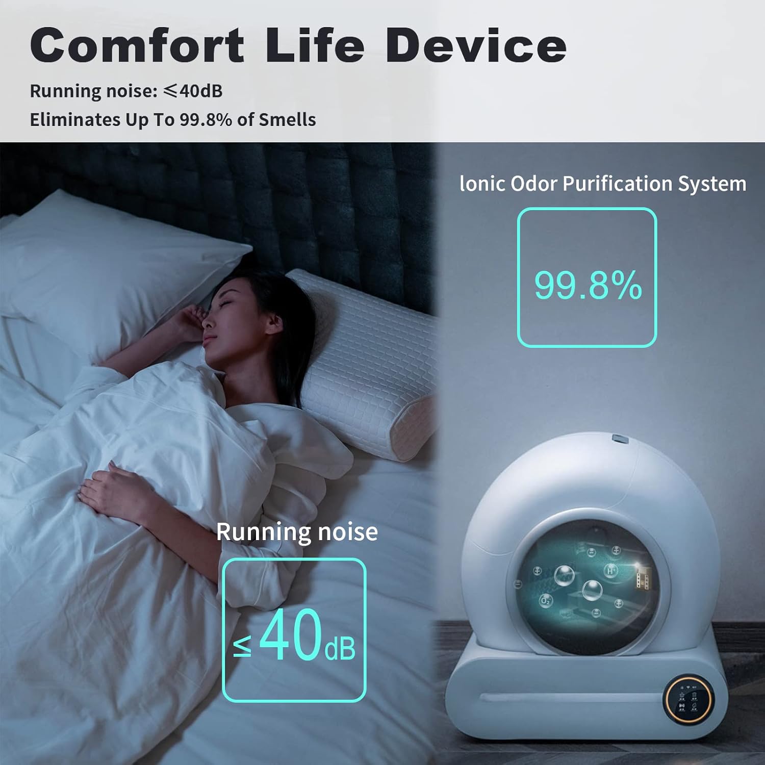 Automatic Cat Litter Box with Self-Cleaning – 65L Hopper, 9L Waste Space – Smart WiFi App, Odor-Free & Quiet – Enclosed Catbox for Multi-Cat Homes, Safe & Maintenance-Free