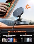 Lamicall 15W for MagSafe Car Mount Charger - Dual USB-C Ports,Magnetic Wireless Car Charger,Suction Cup Phone Mount, Vacuum Magnetic Phone Holder for Truck Jeep for iPhone 17 Pro Max 16 15 14 Black