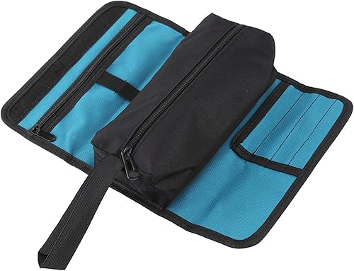 Organizador de rollos de herramientas, soporte plegable para almacenamiento de herramientas para electricistas multiusos de lona enrollable, pequeña