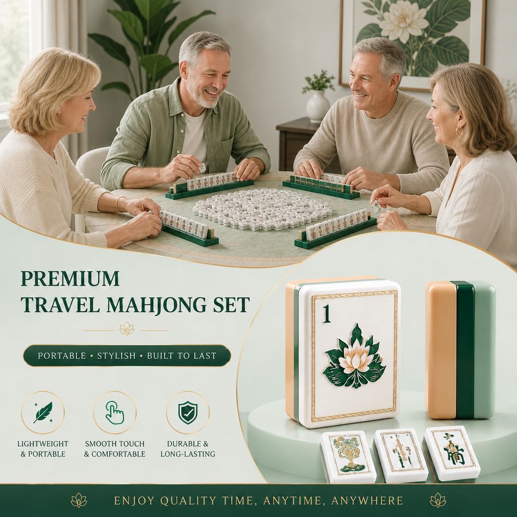 Solo 160 Pezzi in Acrilico per Mahjong Americani, 4 Strati di Ricambio Grande (1,5"), Pezzi Western incisi Premium per Viaggi (Senza Accessori),Marrone