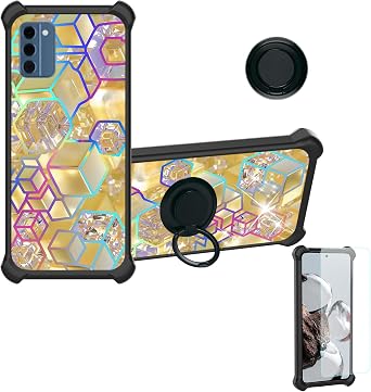 jioeuinly Case for Nokia C110 N156DL Case Compatible with Nokia C110 Phone Case Cover [with Tempered Glass Screen Protector][Ring Support][Colorful Reflect Light] IMDH-HSJ