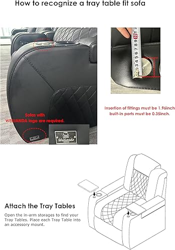 Miniatura 7 de Weilianda Serie de asientos de cine en casa Bandeja giratoria Mesa Sofá Patrón de fibra de carbono Fibra de carbono,Negro claro,Madera