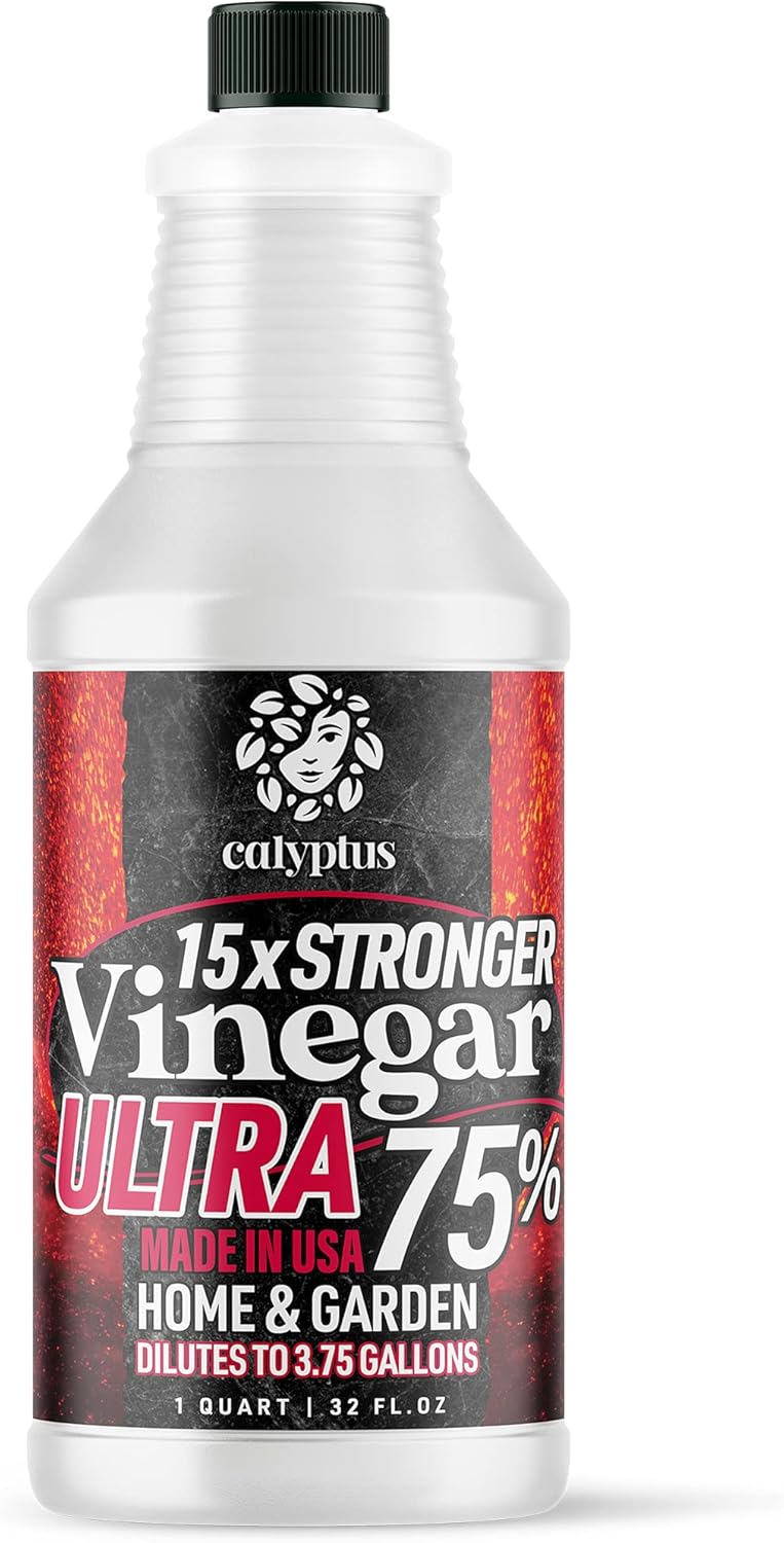 Calyptus 75% Pure Ultra Concentrated Vinegar | Dilutes to 3.75 Gallons | 15x Power Cleaning Vinegar | Home and Outdoor | All-Purpose Industrial Strength Cleaner, 32 Ounces : Health & Household