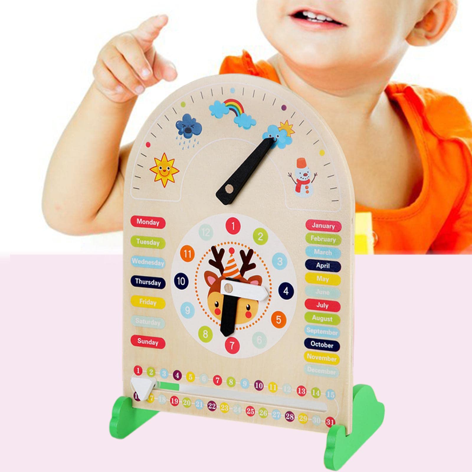 Juego de 2 relojes de educación preescolar, temporada meteorológica, reloj de aprendizaje para niñas y niños pequeños tipo 2