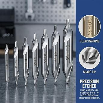 7 PCS Center Drill Bit Set, Countersink Tools