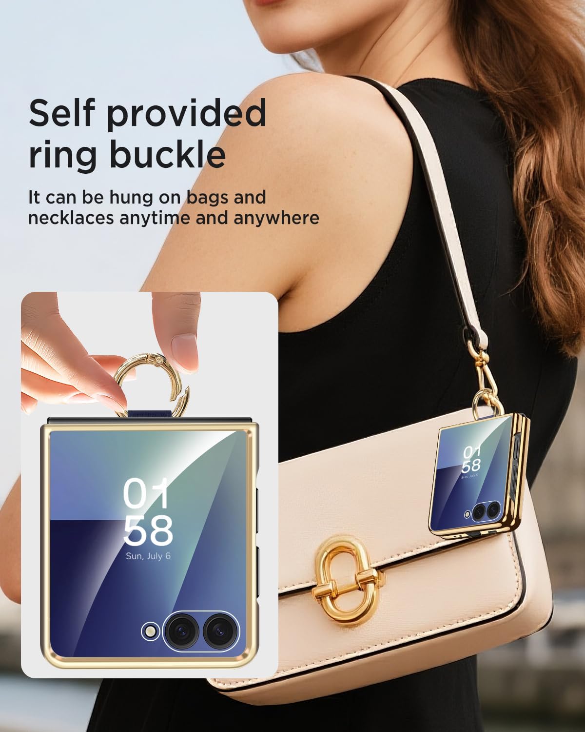 Miimall for Galaxy Z Flip 7 Shock Proof Case, Ring & Military Grade, Non Slip Dustproof Hard Heavy Duty Full Body Thinnest Slim Screen Protector Cover para Case for Samsung Flip 7 2025 Cover, Blue