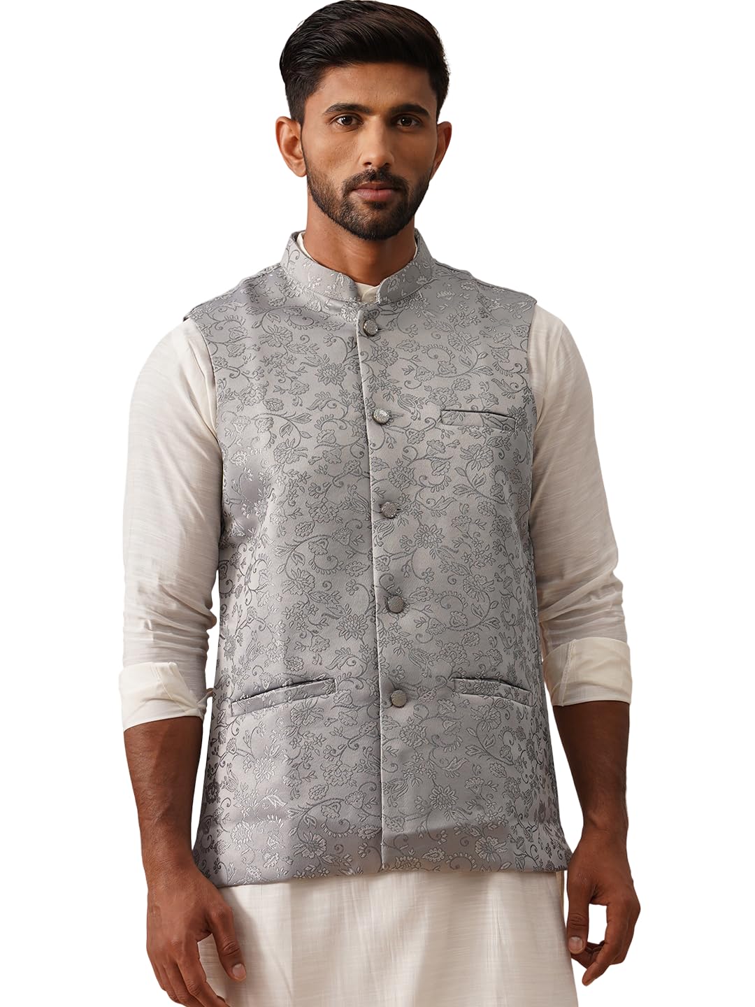 jompers Woven Design Nehru Jacket for Men-picture-27