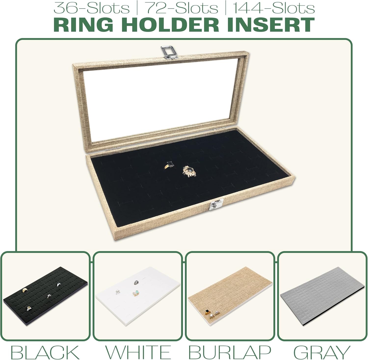 TheDisplayGuys For Your Modern Living 2-Pack 72-Ring Holders Velvet Foam Padding Jewelry Inserts - Tray/Case Liners - Retail Display, Storage (Gray) by The Display Guys - Image 5