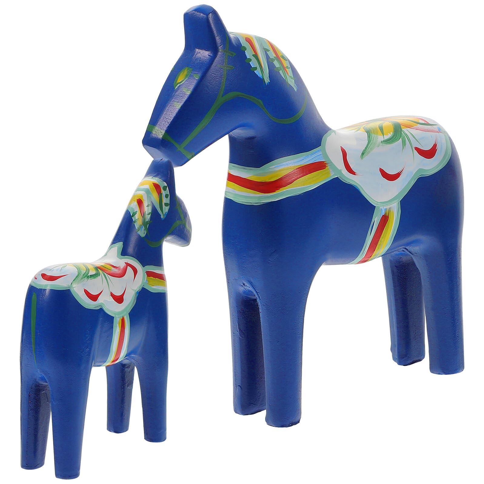 Chevaux en bois artisanaux de style nordique bleu pour décoration haut de gamme