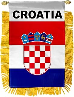 CROATIA MINI BANNER FLAG GREAT FOR CAR & HOME WINDOW MIRROR HANGING