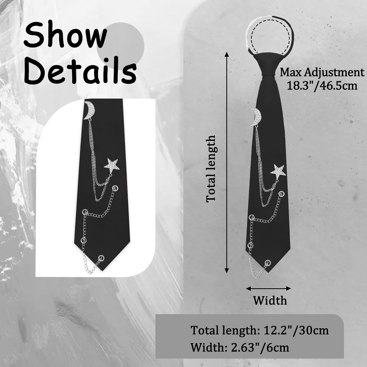 LJBFNN Pre-Tied Ties for Women with Metal Chain, Uniform Shirt Accessory