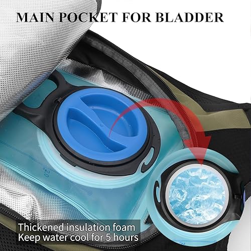 Miniatura 7 de NONSAR Mochila de hidratación, mochila de senderismo con vejiga de agua de 3 L, paquete de hidratación de aislamiento ligero, mochila de agua para