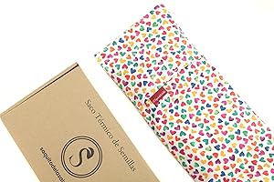 Saco Térmico de Semillas para microondas Aroma Lavanda, Azahar o Romero para aplicar Calor seco Natural 100% Algodón Agatha (Lavanda, M (50 x 15 x 2 CM con Funda))