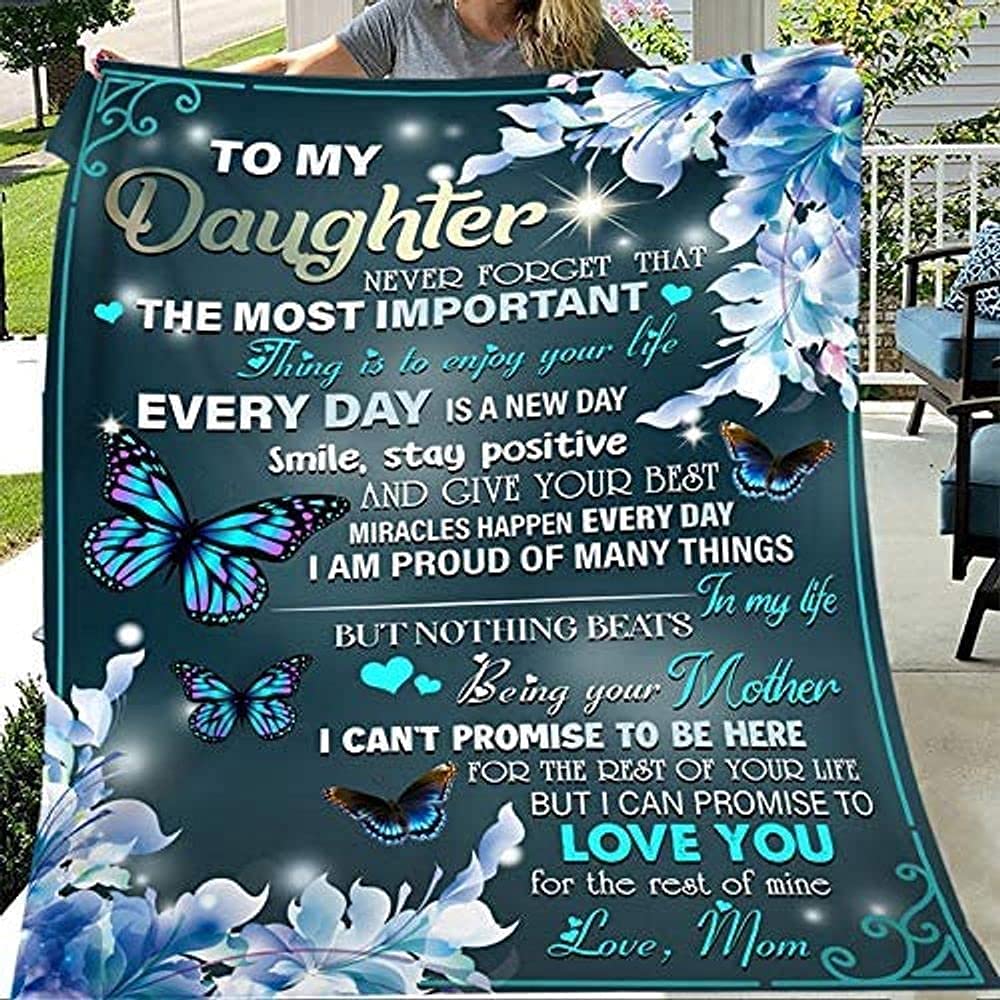 GADGETSTALK (60 x 80 in Throw Blanket for Daughter Blanket from Mom - Gift for Daughter - Fleece Blanket for Daughter from Mom, Best Gift for Birthday, Christmas