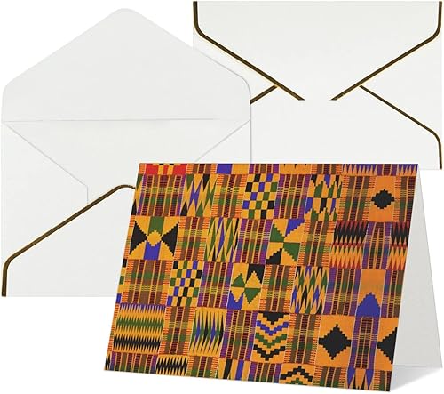 Miniatura 9 de Tarjetas de agradecimiento africanas de la impresión que tejen con los sobres tarjeta de felicitación en blanco clásica del papel de la perla de
