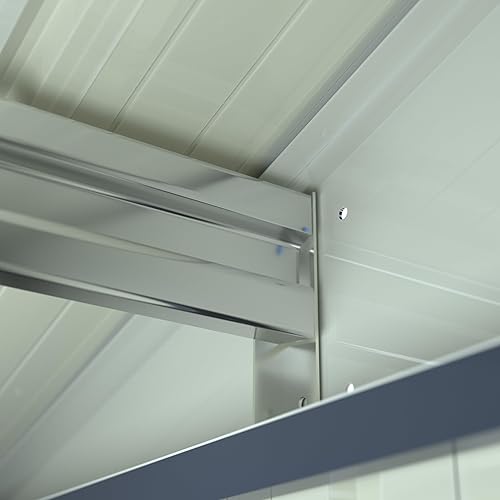 Miniatura 8 de MUPATER Cobertizo de almacenamiento para exteriores de 4 x 6 pies, cobertizo de herramientas de jardín, kit de cobertizo de metal inclinado para