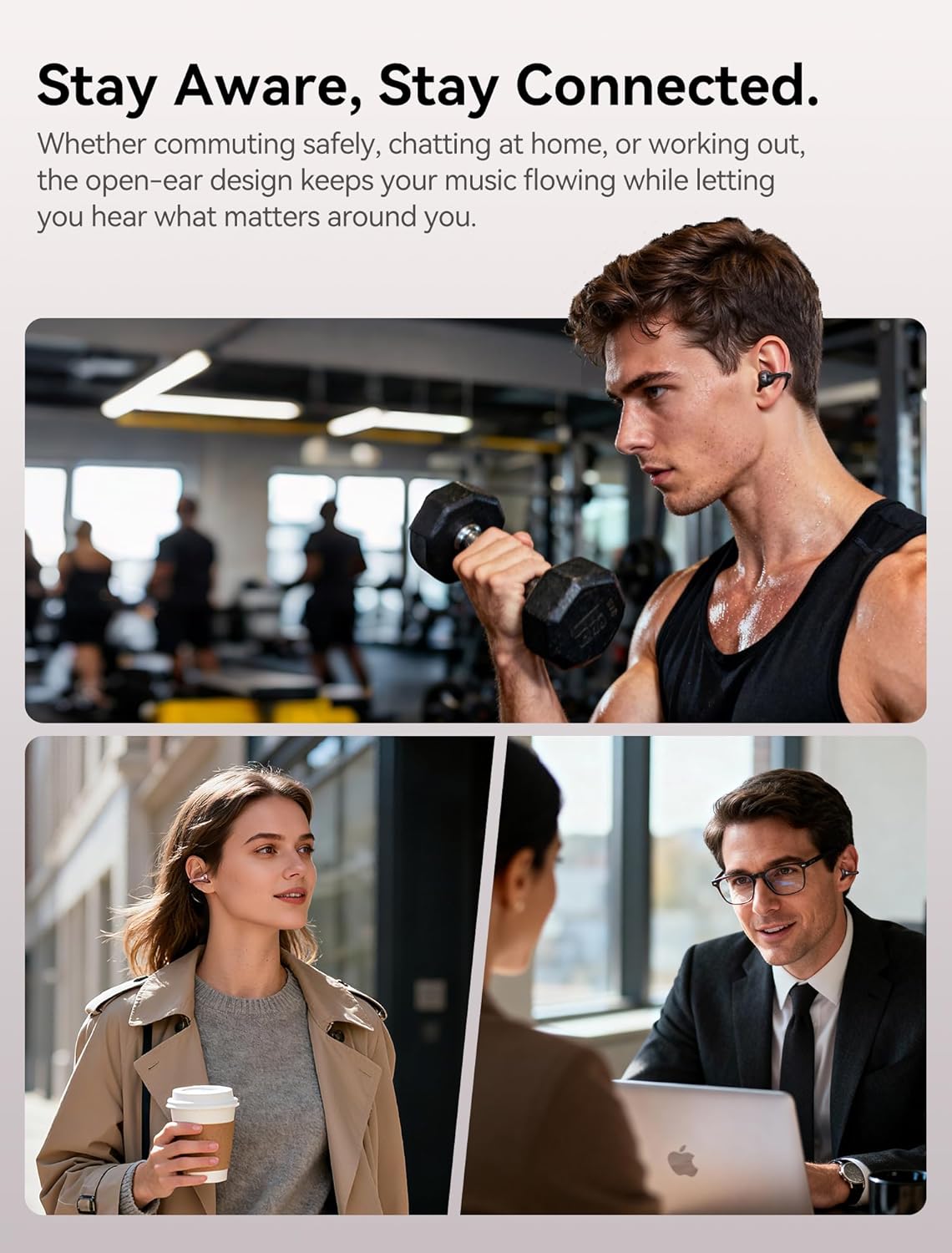 Kinglucky New A1 Open Ear Clip On Earbuds, Lightweight Comfort Fit with Dual-Driver Sound, 40H Playtime, Wireless Headphones Bluetooth 6.0 with Clear Calls, IP56 Waterproof Ear Buds, Kinyo Pink - Image 4