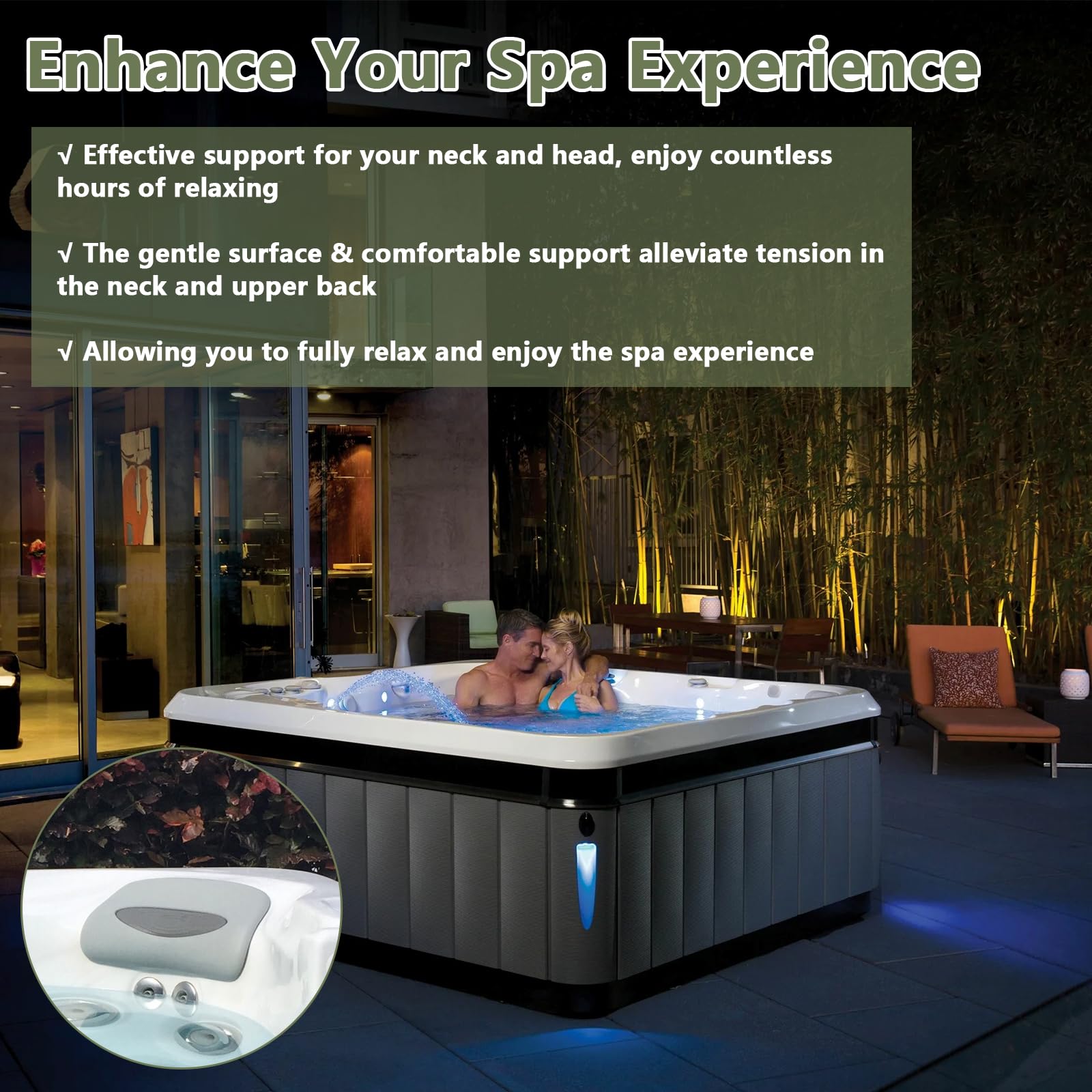 Paquete de 2 Almohadas de SPA 6472-960 de Repuesto para spas Sundance 850 y 880 Series (2001-2008), Almohada Exterior para reposacabezas de SPA de hidromasaje 6455-467 con Inserto 6455-482