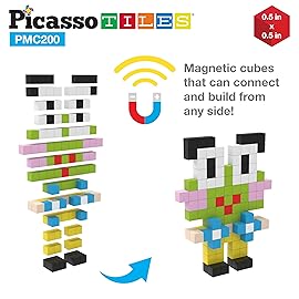 Picasso Cubes 0.5 Pixel Magnetic Puzzle Cube 200 Piece Mix & Match Sensory Toys STEAM Education Learning Building Block Magnets Children Construction Toy Set Stacking Magnet Creative Kit PMC200