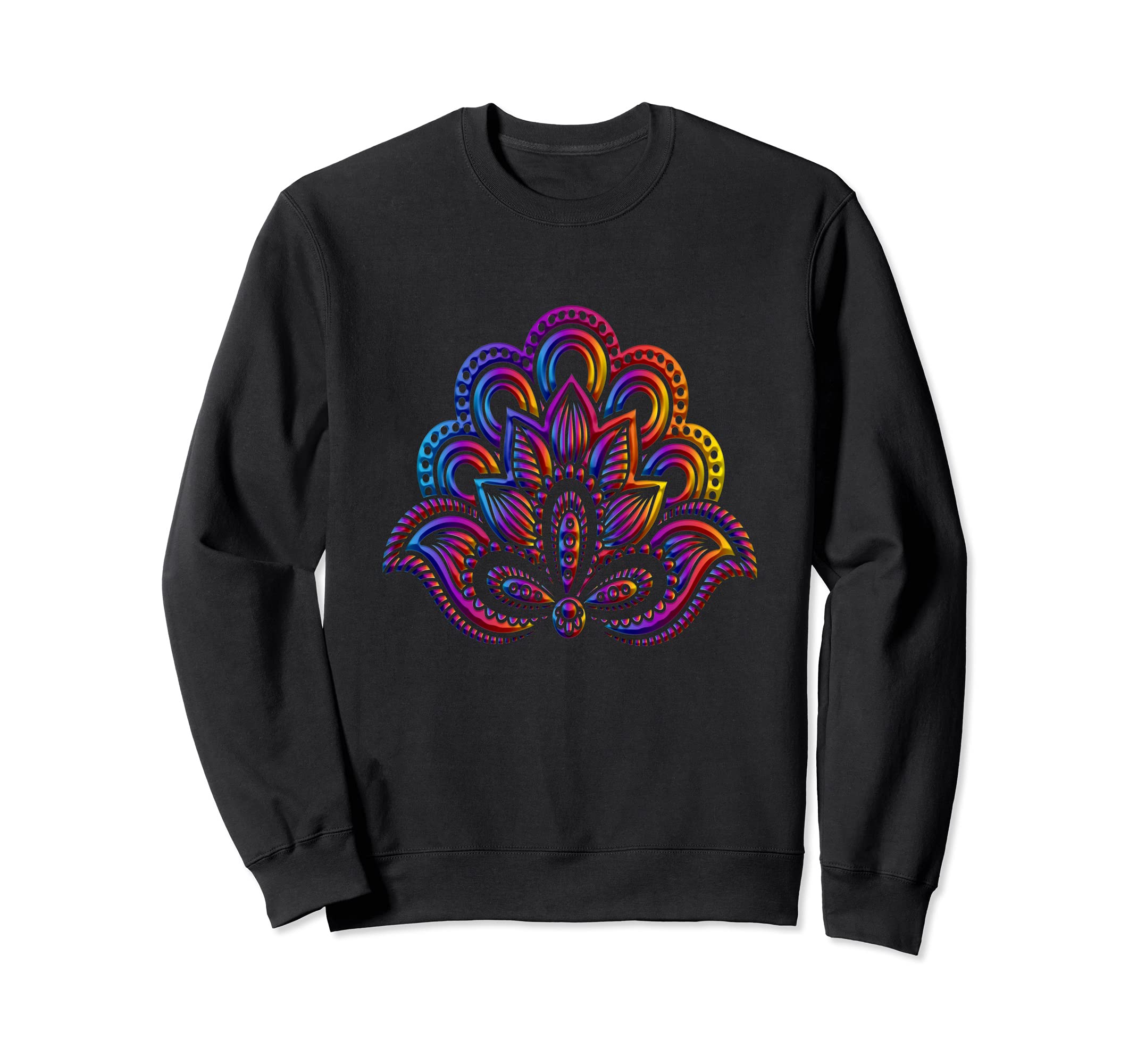 Colorful Floral Mandala - Zodiac Art Rainbow Mandala Sweatshirt