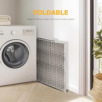 NEWBULIG Laundry Hamper with Lid, 29 Gallon (110L) Wicker Clothes Basket, Double Woven Clothes Basket Organizer for Bedroom, Bathroom & Laundry Room, Grey