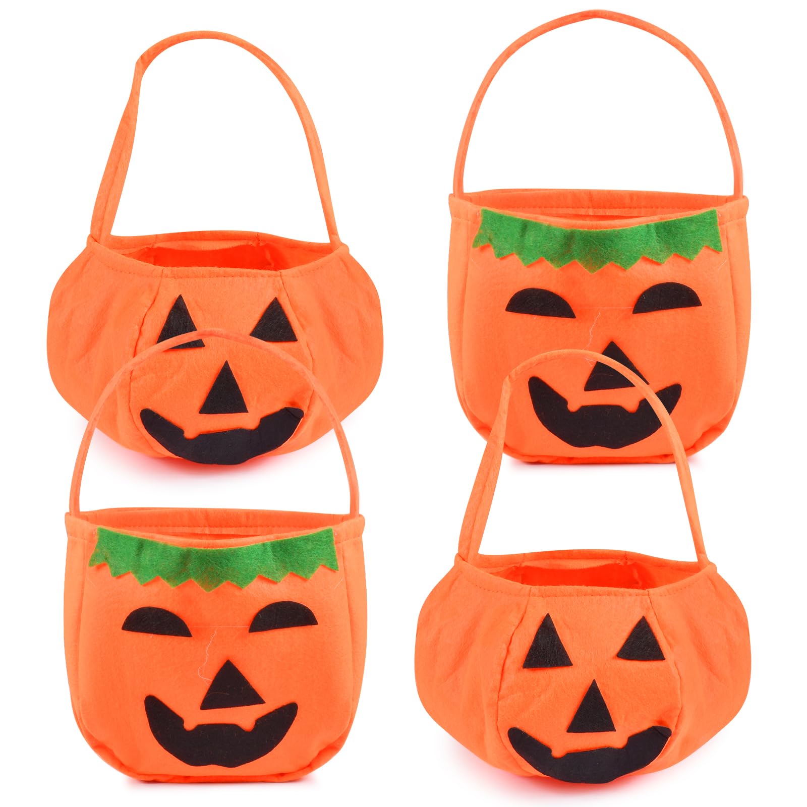 Lot de 4 sacs à bonbons citrouille d'Halloween pour enfants, sacs à bonbons ou treillis, cadeau de citrouille non tissé, pour décoration de fête d'Halloween, bonbons, biscuits, chocolat