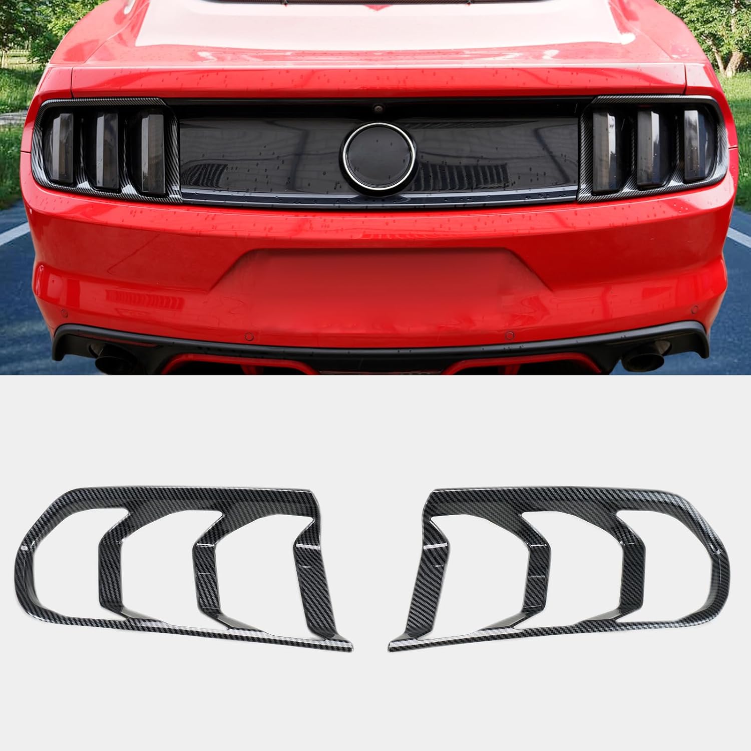 HAKA TOUGH Tail Light Lamp Cover Frame for Ford Mustang 2015 2016 2017 Taillights Frame Trim Bezels Ring for Mustang Accessories Carbon Fiber Black 2PCS