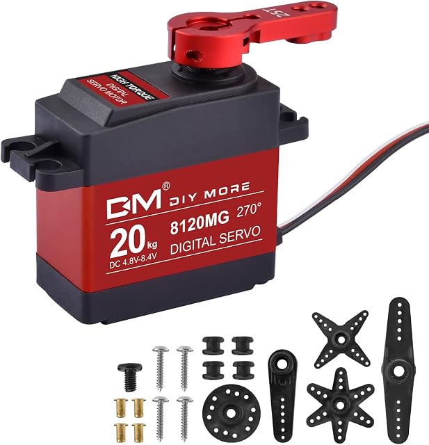 diymore 20KG Digital Servo Motor High Torque Full Metal Gear Servo Waterproof for RC Car Helicopter Airplane DIY, Control Angle 270°