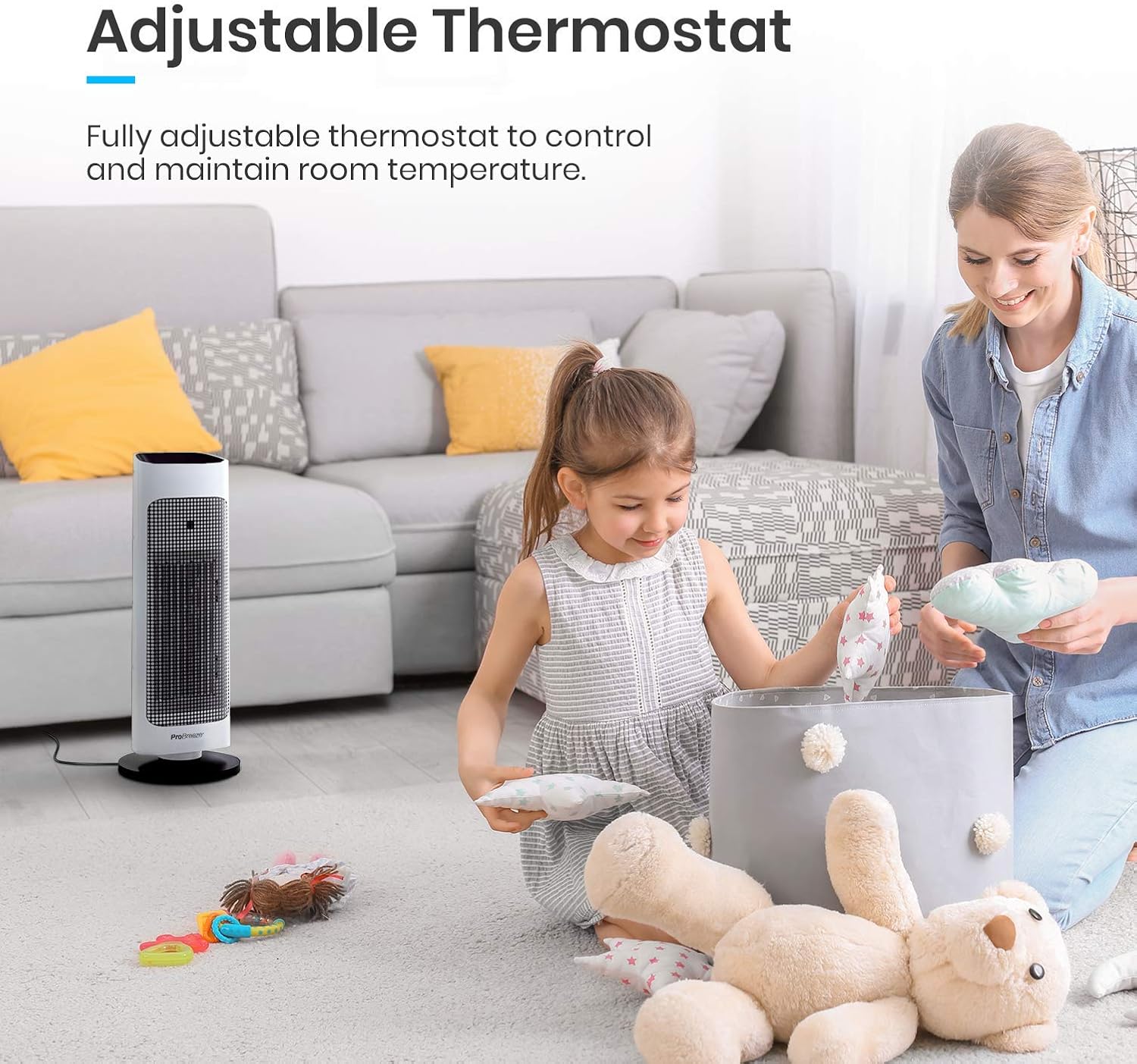 Pro Breeze Space Heater with Digital LED Display, 1500W Tower Heater with Remote Control, Energy Efficient ECO Mode, 80° Oscillation, 24hr Timer, Adjustable Thermostat - Space Heater for Large Room