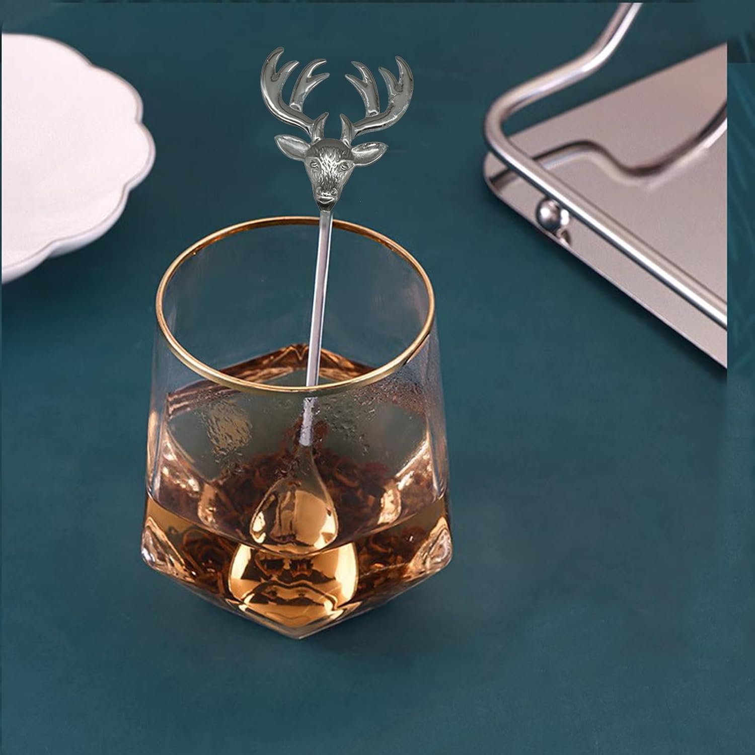 6Pcs Elk Head Spoon Fork 5.47inch Christmas Reindeer Flatware