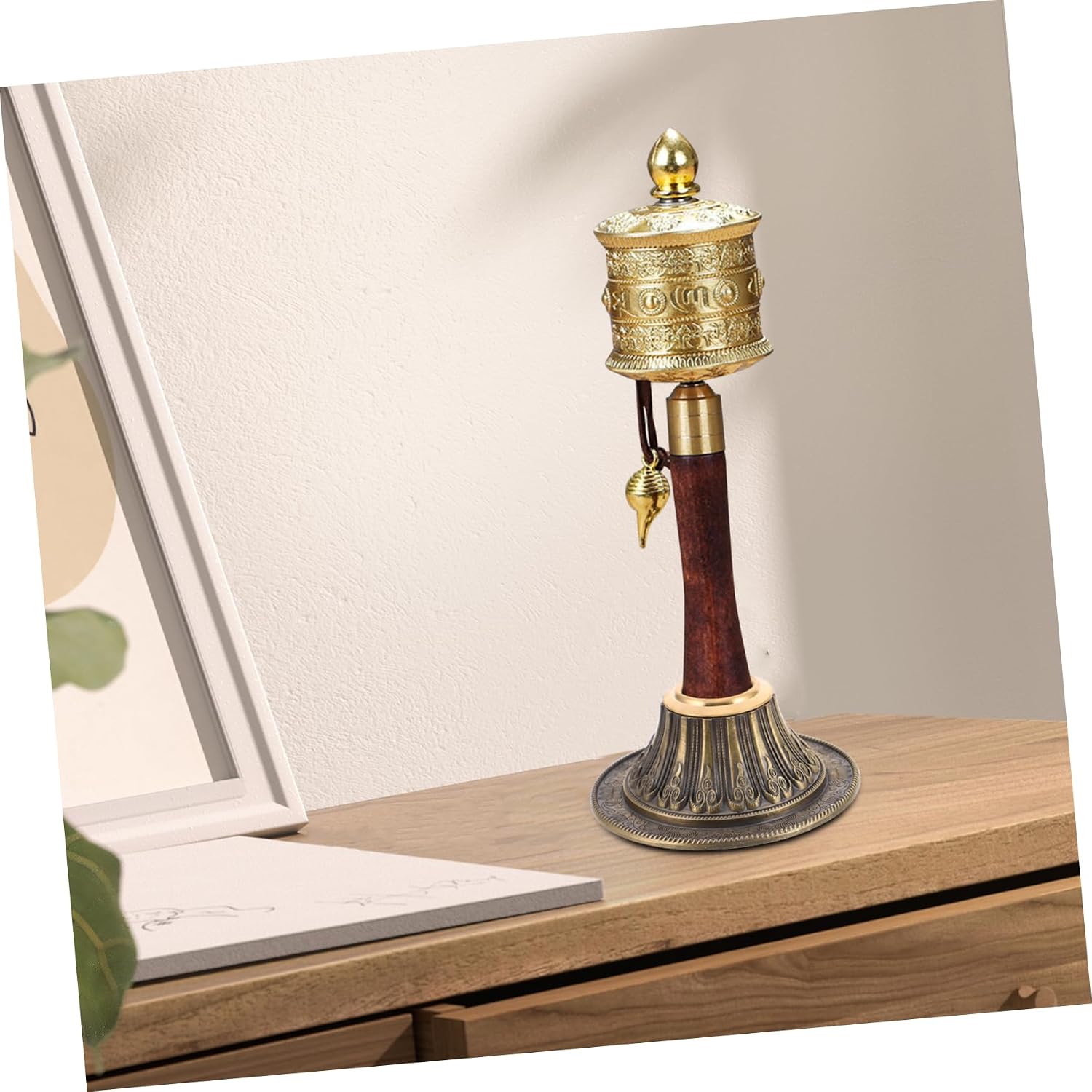 Handheld Prayer Wheel Base and 2.5cm Hole Copper Stand with Lotus Base image 4