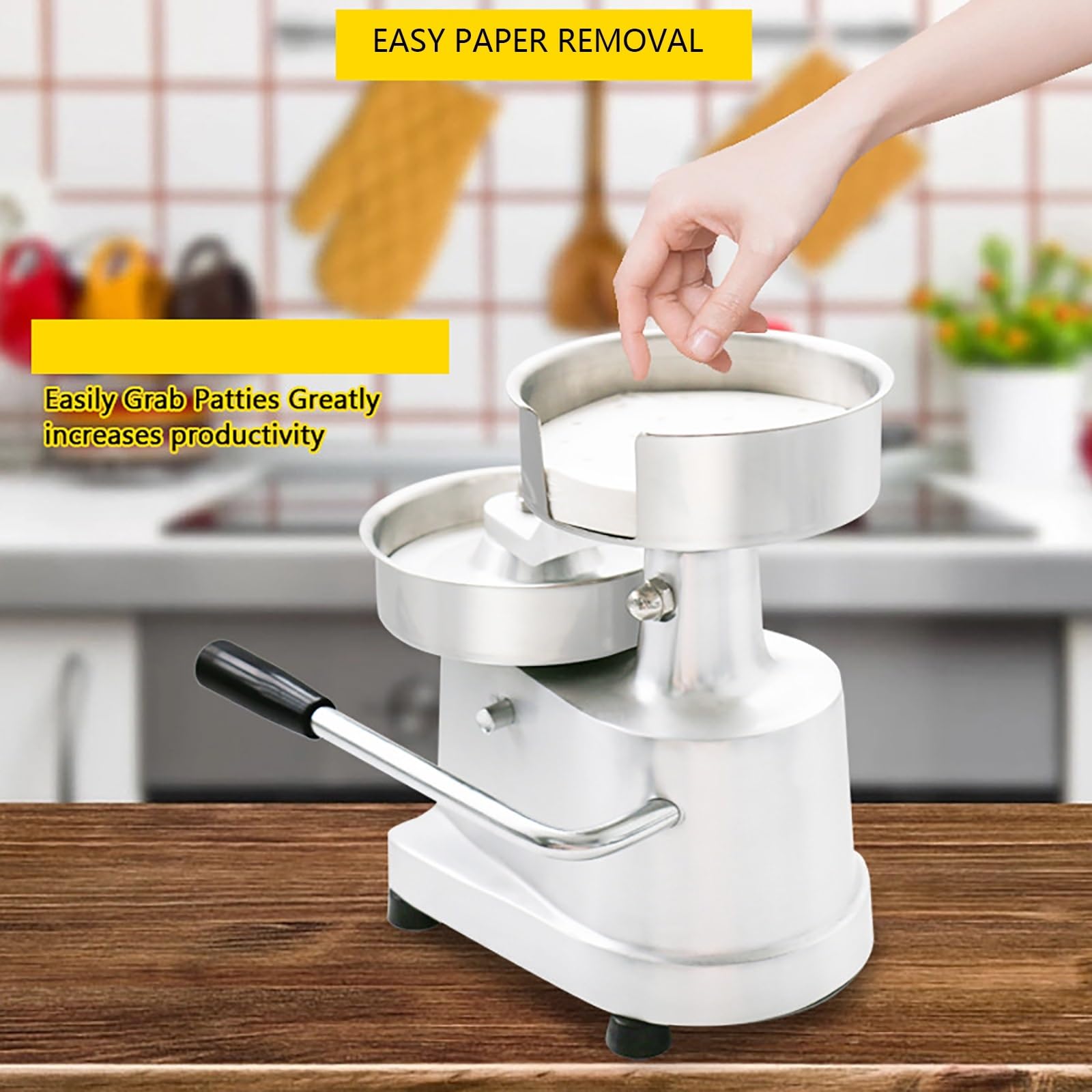 Commercial Burger Patty Maker, Manual Cookie Presses, Hamburger Press with 500 Pcs Patty Papers, Burger Forming Machine for Restaurant Kitchens, Food Processing Places(10cm)