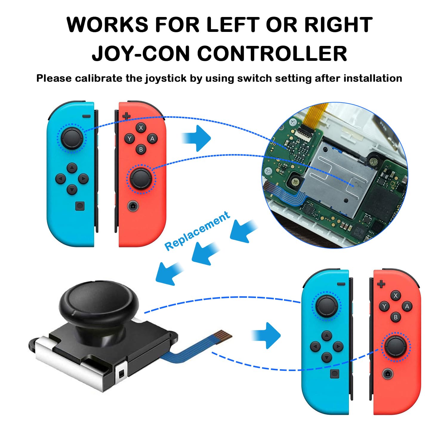 VGBUS Joypad Joystick Replacement Joy-con Repair Tools Kit Joystick Replacement for Nintendo Switch Joy-Con Controller/Switch Lite/Switch OLED Fix Joystick Drift 32PCS