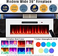 Vista 2 de AMERLIFE - Soporte de TV con chimenea de 36 pulgadas en blanco, centro de entretenimiento con chimenea moderna de 70 pulgadas con luces LED