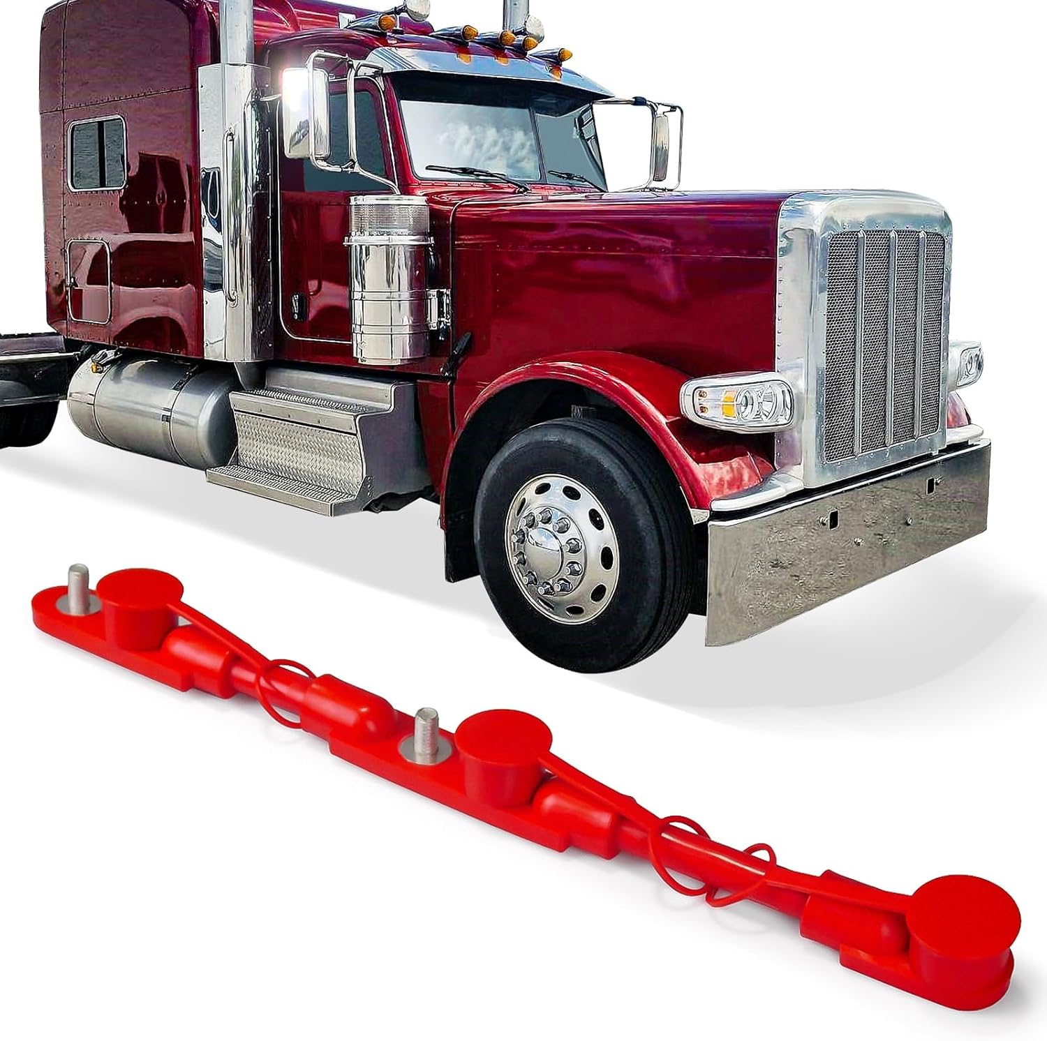 High Soar Overmolded Battery Harness 14 Inch Red Positive Battery Cable Harness Assembly for Semi Truck, 3 Batteries