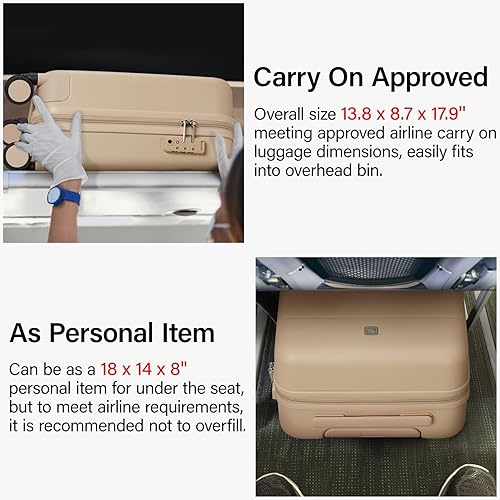 Miniatura 2 de Hanke Maletas pequeñas de transporte para debajo del asiento de 16 pulgadas con ruedas, carcasa dura, bolsa de mano para equipaje aprobado por