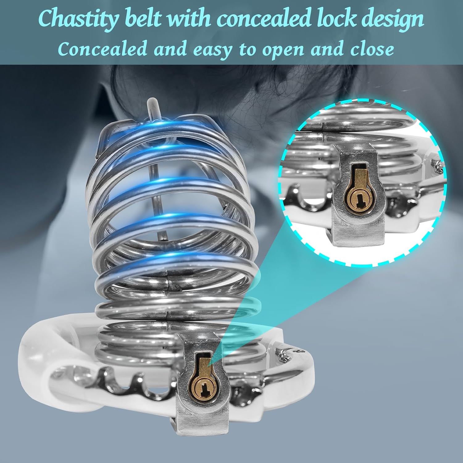 Metal Chastity Cage with Adjustable Rings,Ventilation Chastity Belt for Men CB Bondage Cock Cage Sex Toy for Couples,Male Penis Slave Training (RYCB-073)