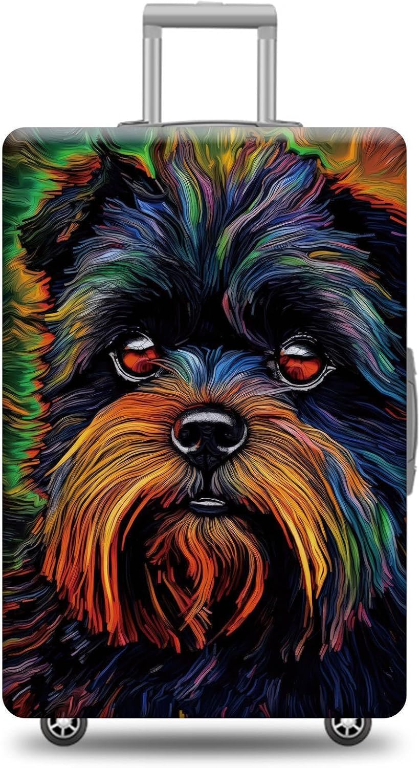 Personalized Dog Luggage Cover Affenpinscher Dog Suitcase Cover Funny Animal Travel Luggage Covers Washable Elastic Suitcase Baggage Protector For Pet Lovers Style 1