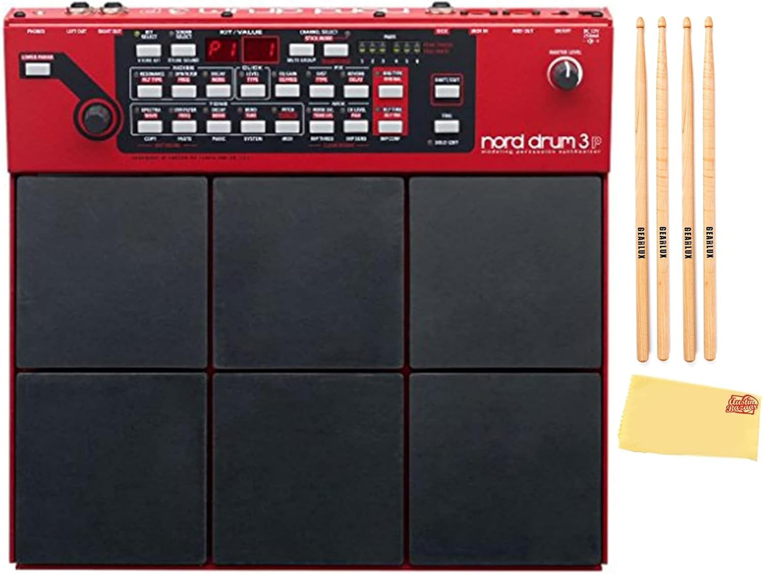 Nord Drum 3P Electronic Drum Machine with Two Pairs of Drumsticks and Austin Bazaar Polishing Cloth