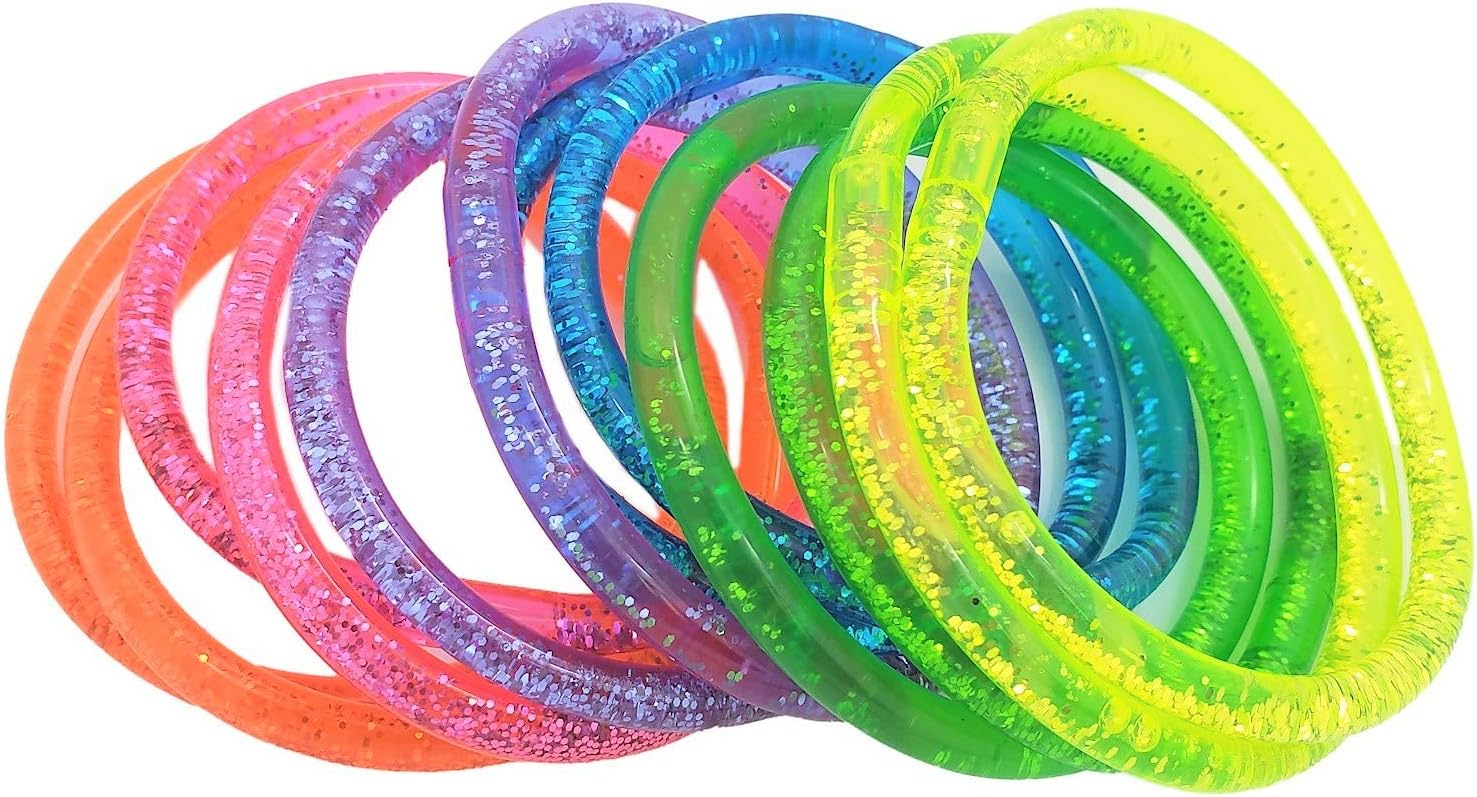 6" LIQUID Super GLITTER Colorful BRACELET (48 Pack) Bright Neon Colors. Cool Bracelets for Party Favor, Stocking Stuffers, Birthday Parties, Fundraisers, Giveaways or Prizes! - Image 3